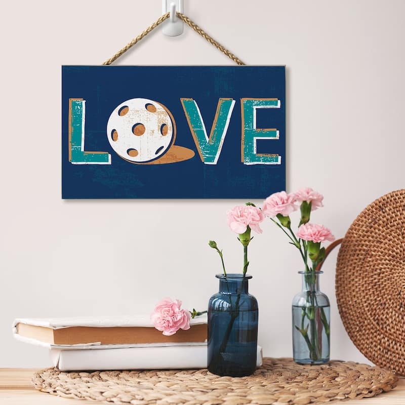 Pickleball Love Hanging Wood Sign 9.5" x 5.75" Made in the USA