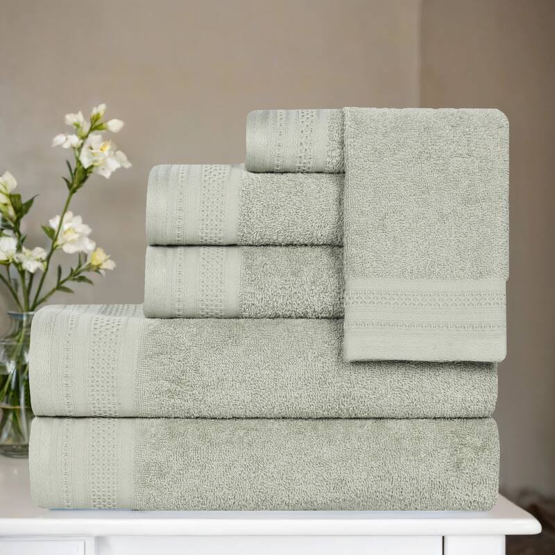 Blue Nile Mills 100% Cotton Honeycomb Waffle 6-Piece Towel Set - Sage