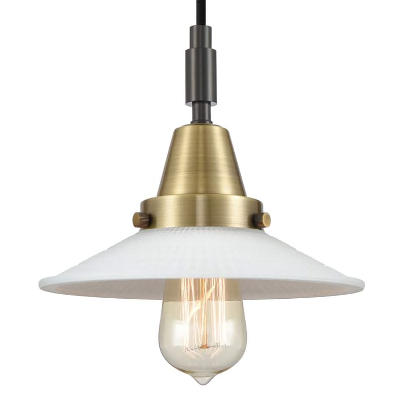 Innovations Lighting 447-1P-G1 Halophane 9" Wide Mini Pendant with - Black Antique Brass