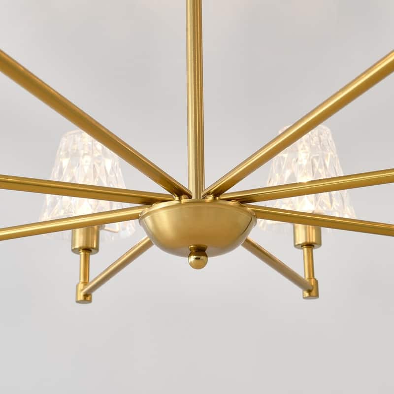 Adjustable Brass Chandelier Modern Mid-Century Pendant Light with Glass Shades for Dining Room Kitchen Island