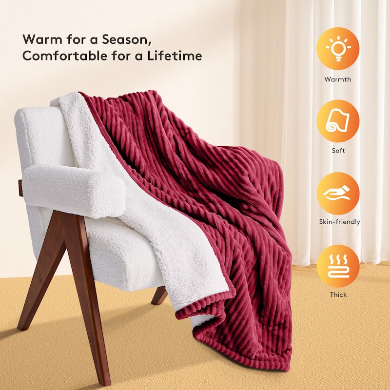 Reversible Flannel & Sherpa Electric Blanket, Heated Throw with Temperature and Timing Functions of a Controller