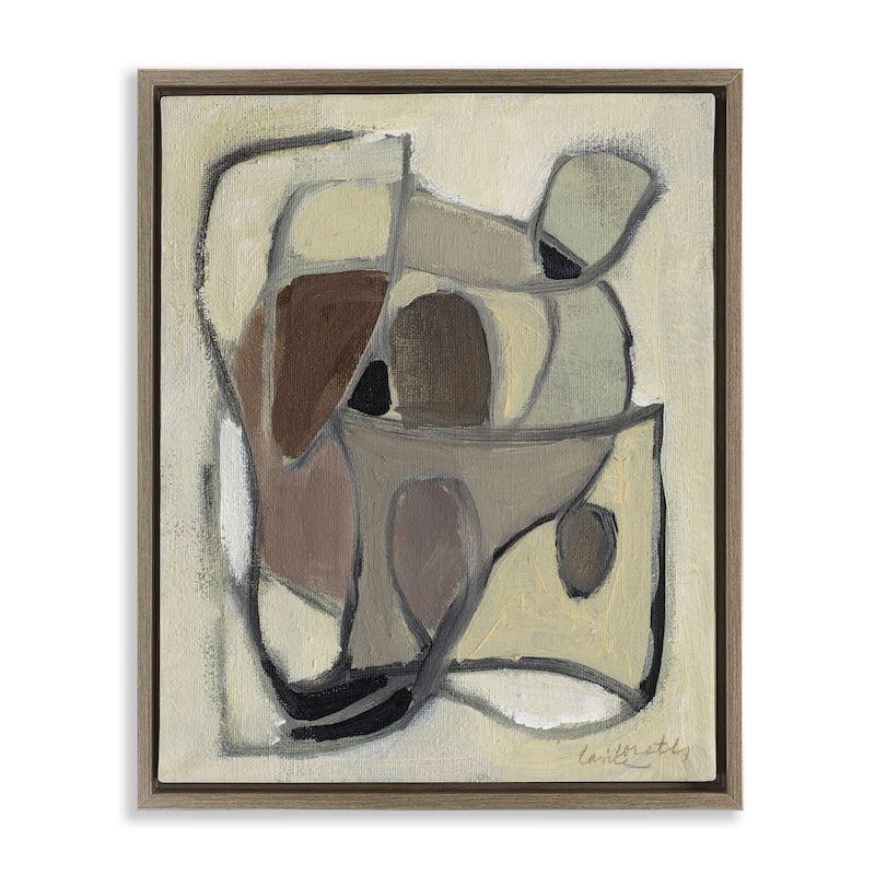 Stupell Rustic Curved Shapes Abstract Framed Floater Canvas Wall Art Design By Lanie Loreth - 25 x 31 - Brown
