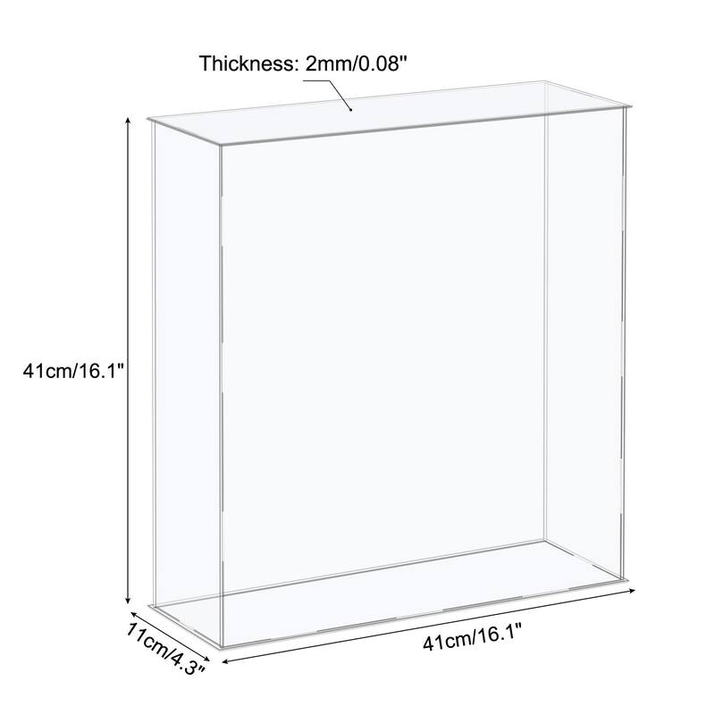 Acrylic Display Case Plastic Cube Storage Box Clear Assemble Showcase - 16.1x4.3x16.1 Inch