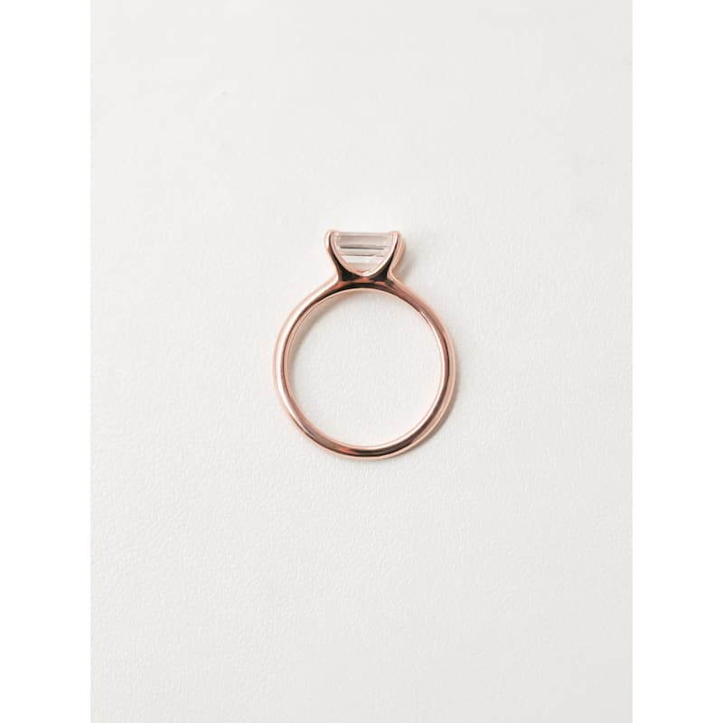 Kobelli 1.02 Carat Natural Diamond Solid 14k Rose Gold East-West Emerald Cut Solitaire Dakota Ring