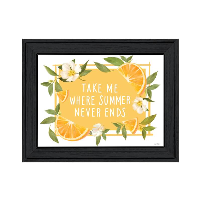 TrendyDecor4U Contemporary "Take Me Where Summer Never Ends" Framed Print Wall Art - Charcoal