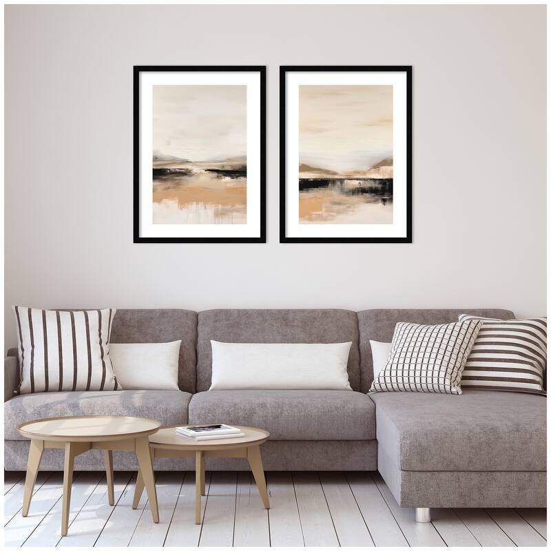 Kate and Laurel Peaceful Landscape No. 1 & No. 2 2 Piece Framed Wall Art Print Set by Amy Lighthall