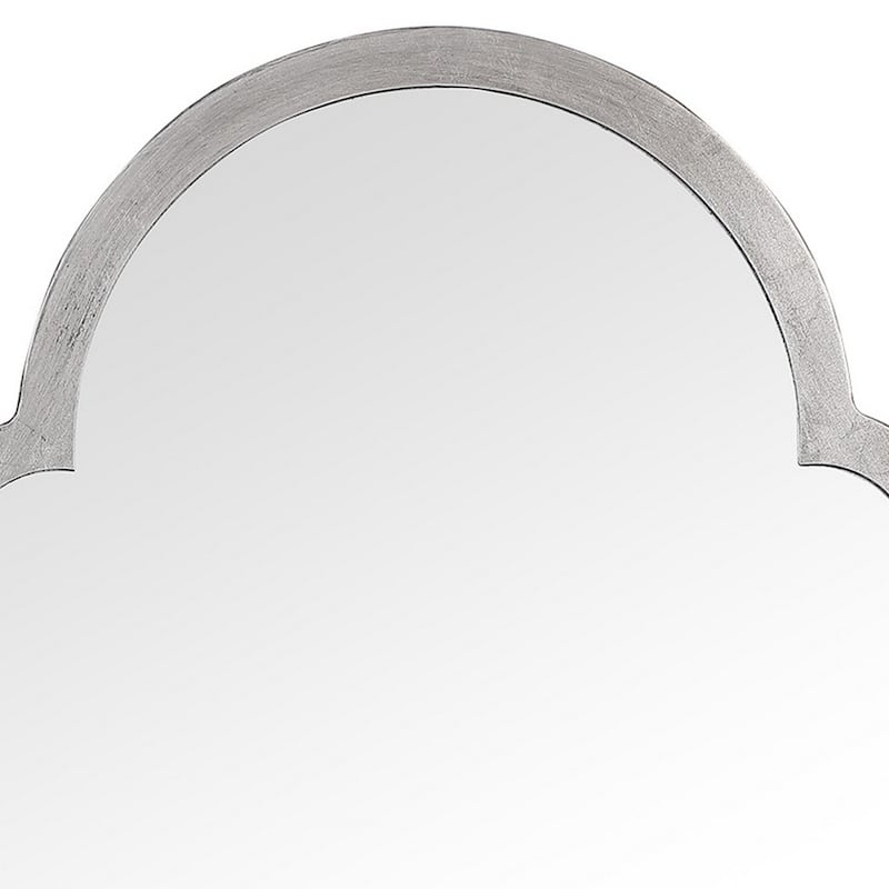 Sleek Elongated Quatrefoil Frame Mirror, Silver