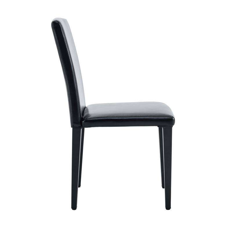 Leather Dining Chair Set of 2 High Back Armless Side Chair Soft Cushion Chair with Metal Legs for Living Room Kitchen