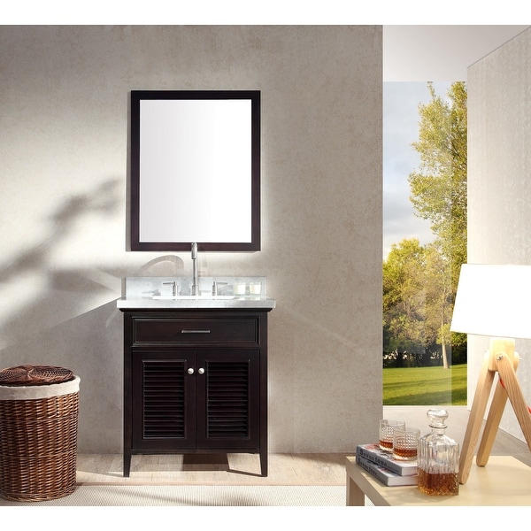 Ariel D031S Kensington 31" Free Standing Vanity Set with Wood Cabinet, Stone Top, 1 Undermount Sink and 1 Mirror