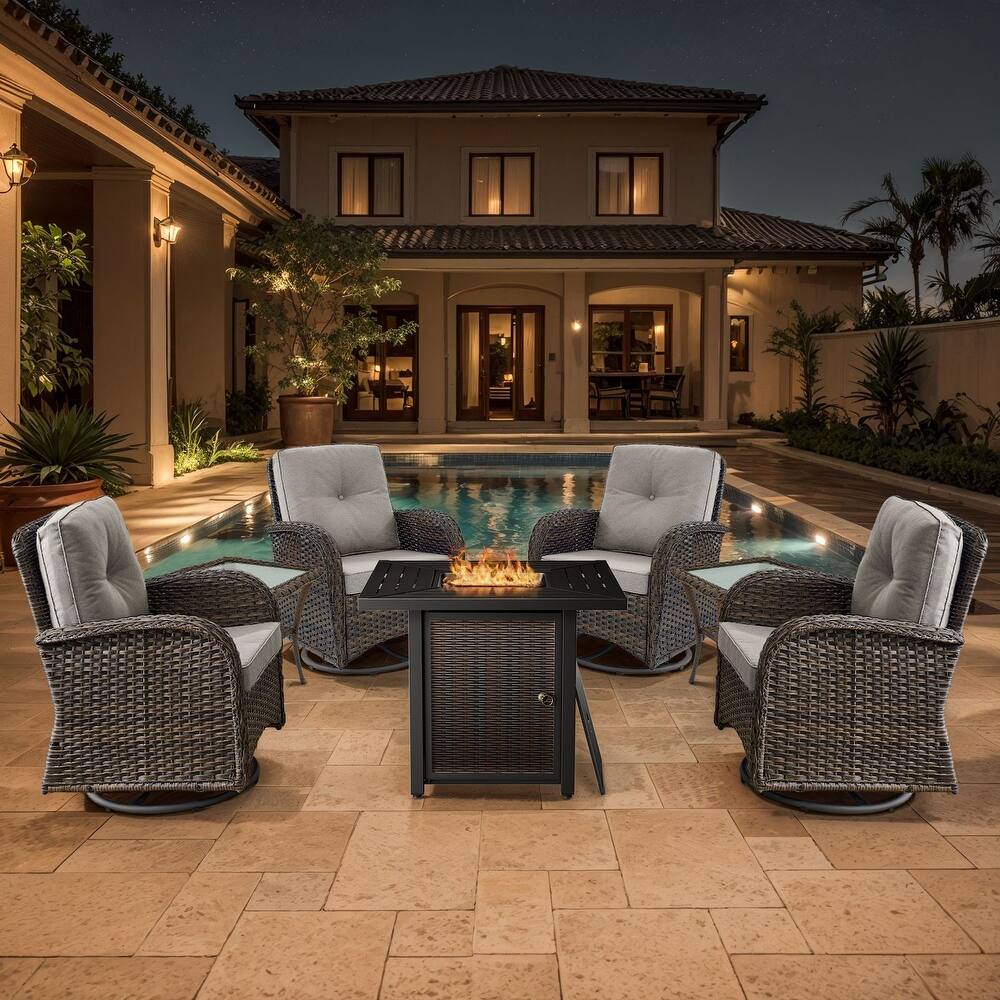 Gymojoy Outdoor Patio Chair & Fire Pit Set Luxurious Comfort Conversation Set