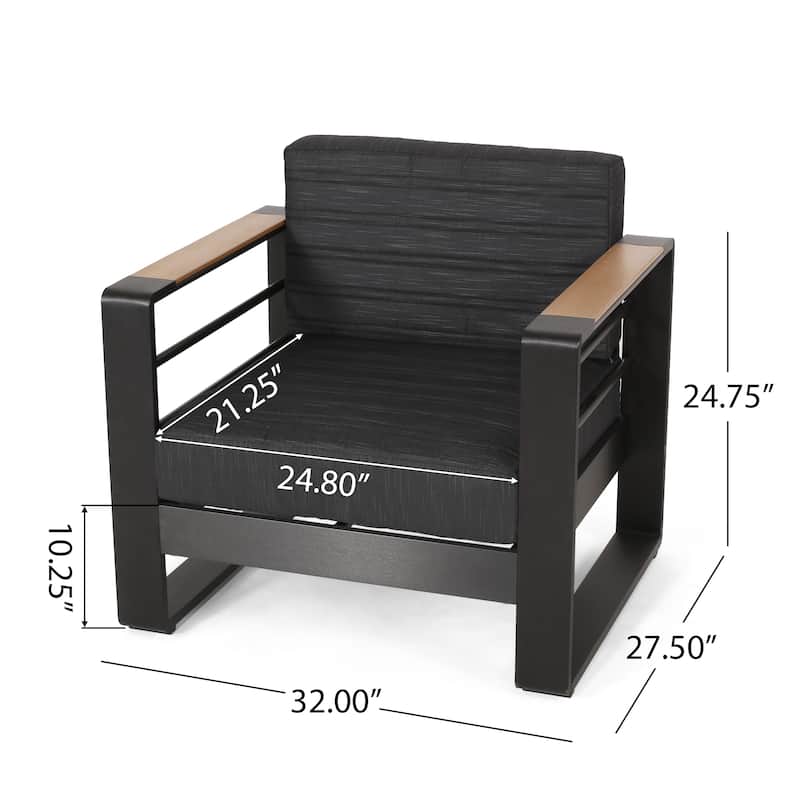 Giovanna Outdoor Aluminum Club Chairs with Faux Wood Accents (set of 2) by Christopher Knight Home