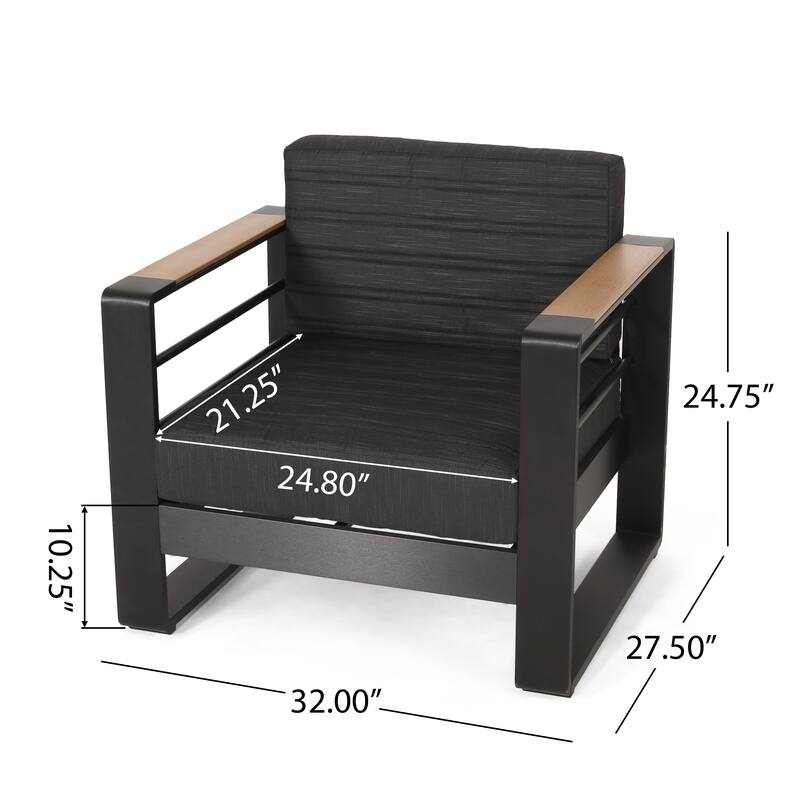 Ostrander Outdoor Aluminum 4 Seater Chat Set with Fire Pit by Christopher Knight Home