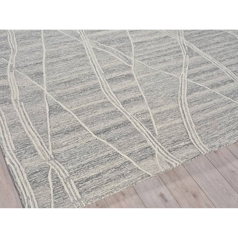 Exquisite Rugs Tangiers Handmade Hand-tufted New Zealand Wool on Canvas Gray/Ivory Area Rug
