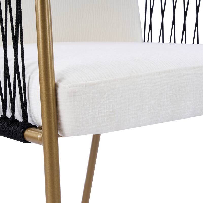 Christopher Knight Home - Modern Upholstered Metal Base Dining Chairs with Woven Armrests