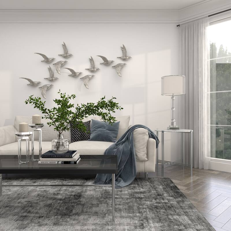 Polystone Bird Distressed 3D Floating Home Wall Decor - Set of 3 Dark Brown, Silver, Gold - Roche River Decor