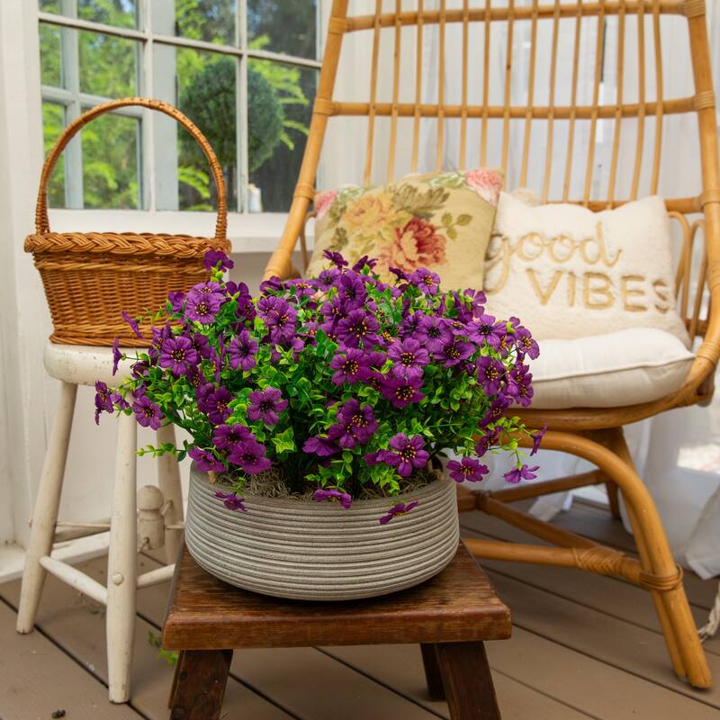 13-in UV Resistant Artificial Daisy Bush (Indoor/Outdoor) - Set of 12