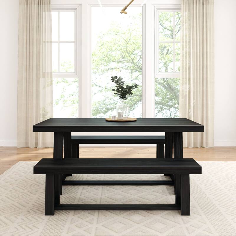 Plank and Beam 72" Classic Dining Table and Benches Set