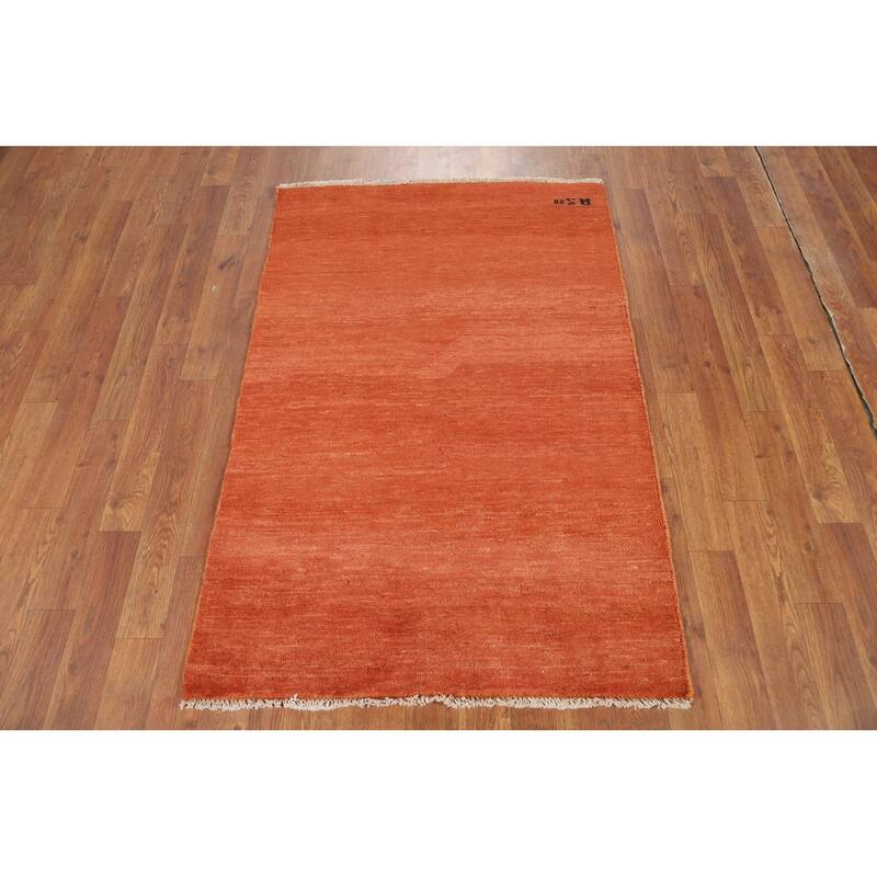 Orange Gabbeh Modern Foyer Rug Handmade Wool Carpet - 2'9"x 4'2"