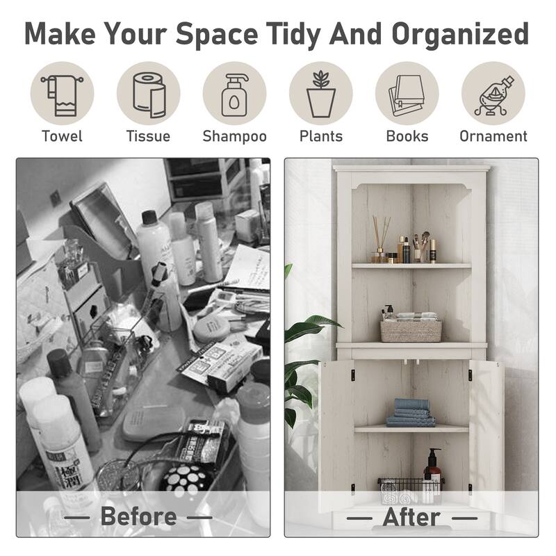 GDFStudio - Kimberly Tall Corner Cabinet with Space-Saving Storage Cabinet for yours house