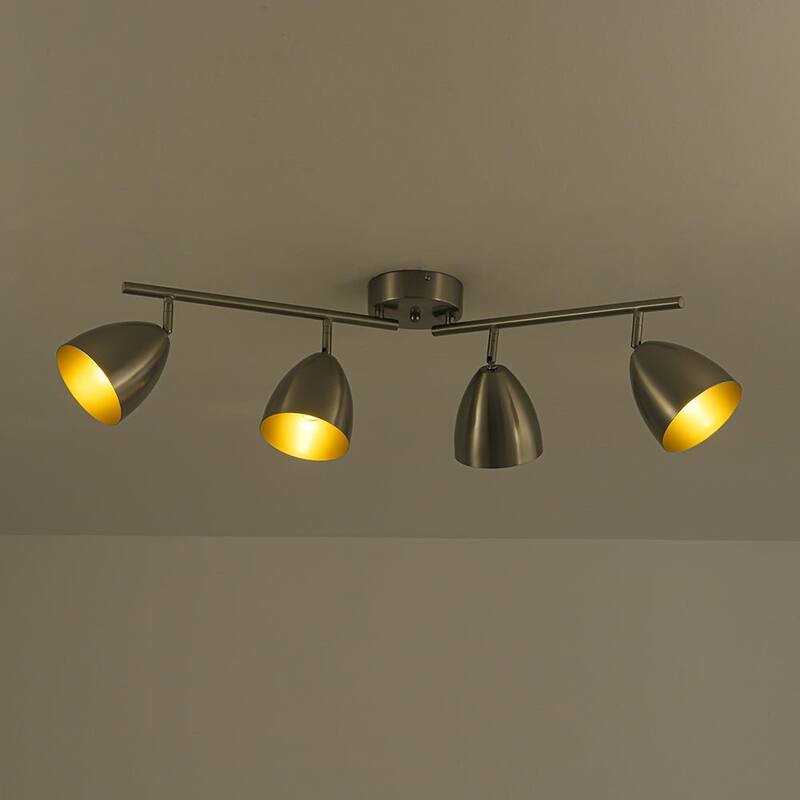 Contemporary 4-Light Adjustable Arm Track Light Semi-flush Mount - 31.9 in