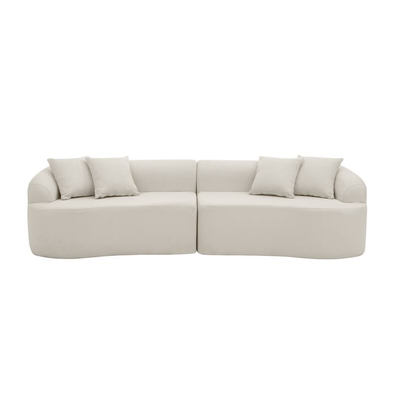 Roomfitters Curved Modular Sectional Sofa in Lamb's Wool Fabric, Modern Compressed Sofa No Assembly, Cozy for Living Room