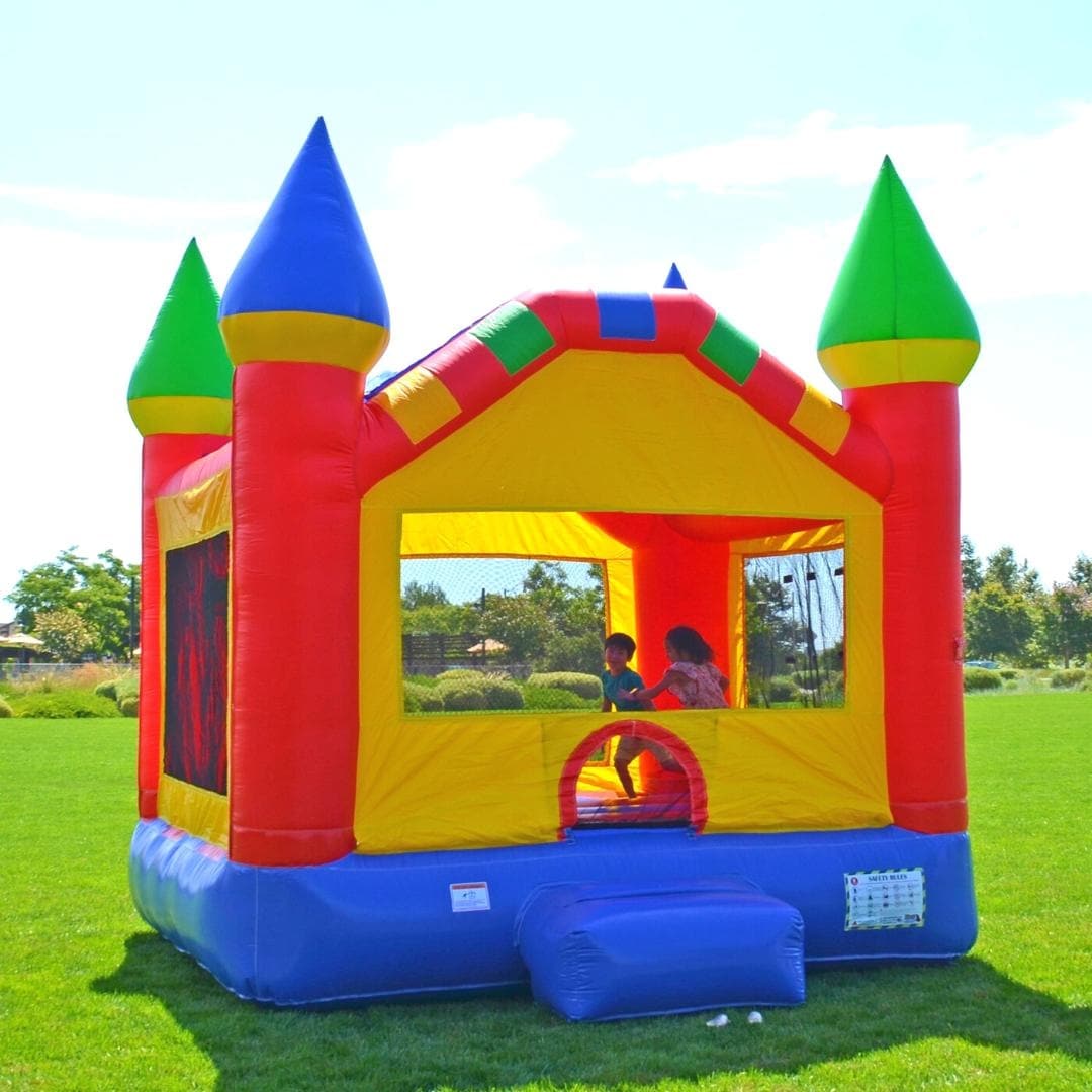 HeroKiddo 14 ft. Castle Commercial Grade Bounce House for Kids with Basketball Hoop, Safety Netting & Air Blower