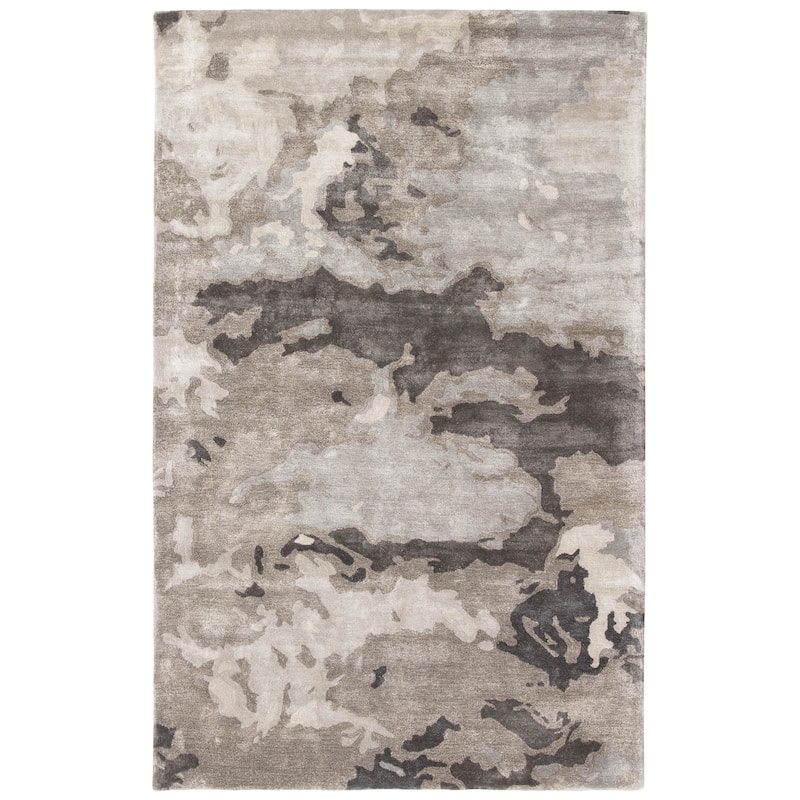 Glacier Handmade Abstract Rug - 2' x 3' - Grey/Silver - Rectangle