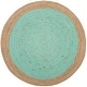 preview thumbnail 107 of 125, SAFAVIEH Handmade Natural Fiber Charlyne Bordered Round Jute Rug 5' Round - Aqua/Natural - Round
