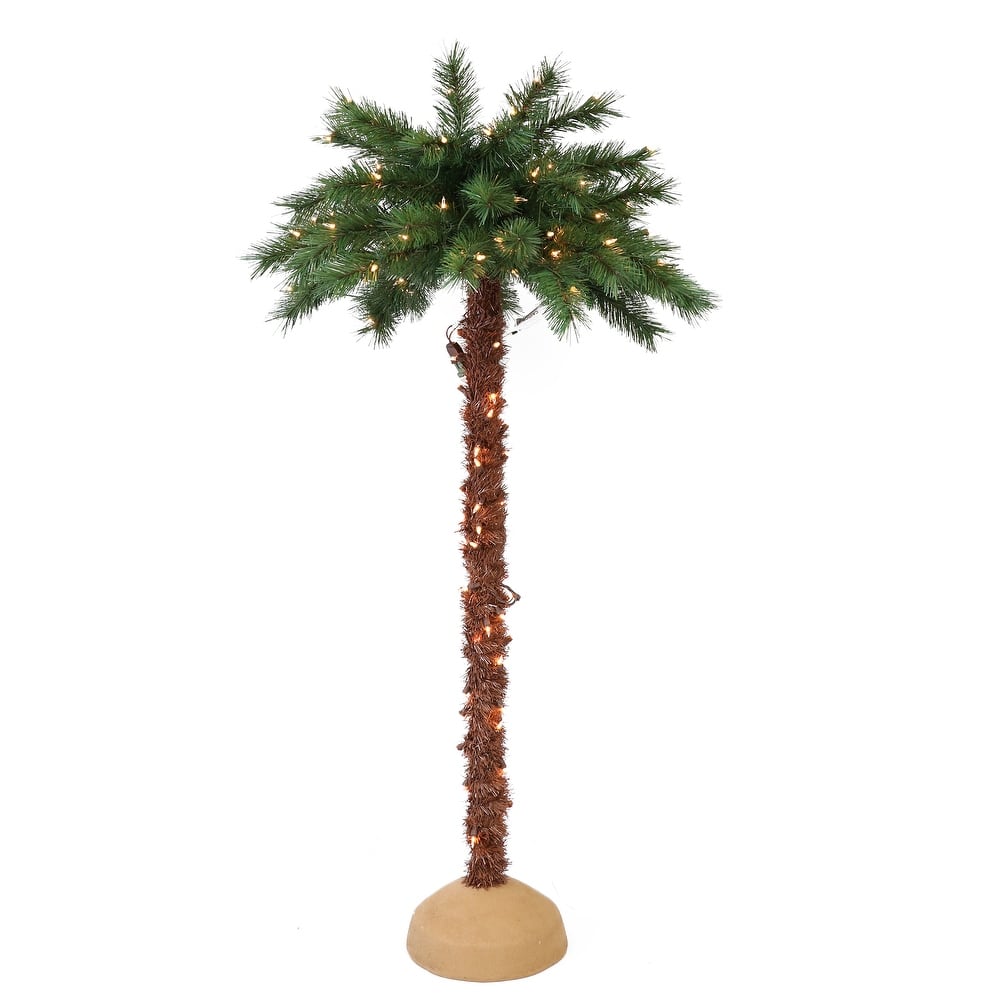 Puleo International Pre-Lit Artificial Palm Tree