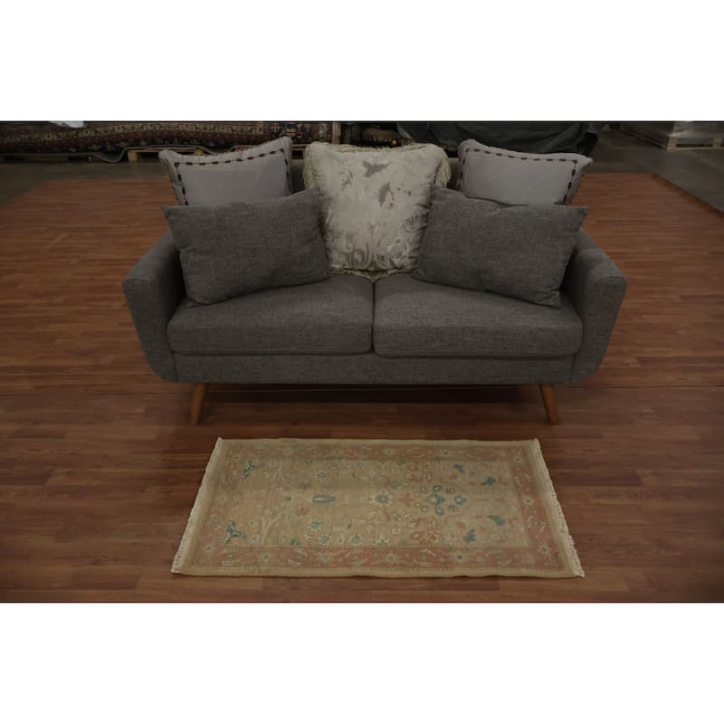 Hand Knotted Oriental 100% Wool Carpet Traditional All-Over Brown Ziegler Area Rug - 3' 7'' X 2' 0''