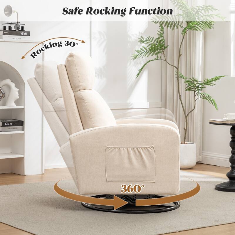 HOMYKA Swivel Glider Rocker Accent Chair for Nursery with Side Pocket