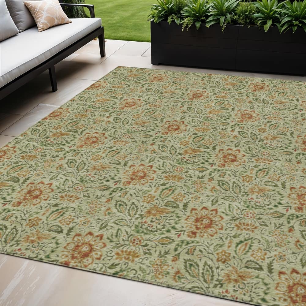 HomeRoots Floral Transitional Rectangle Outdoor Rug