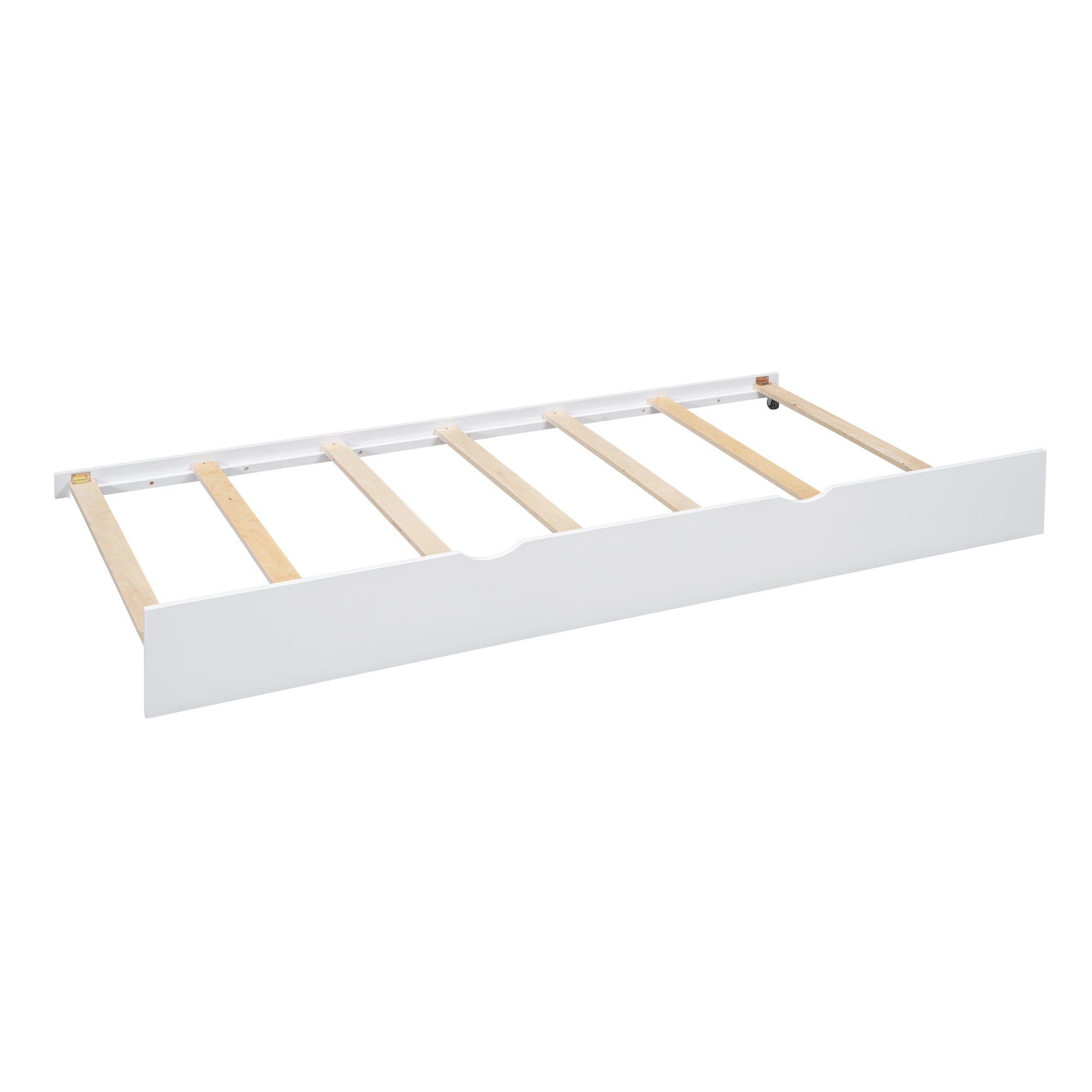 Wooden Platform Bed with Trundle & Storage Shelf