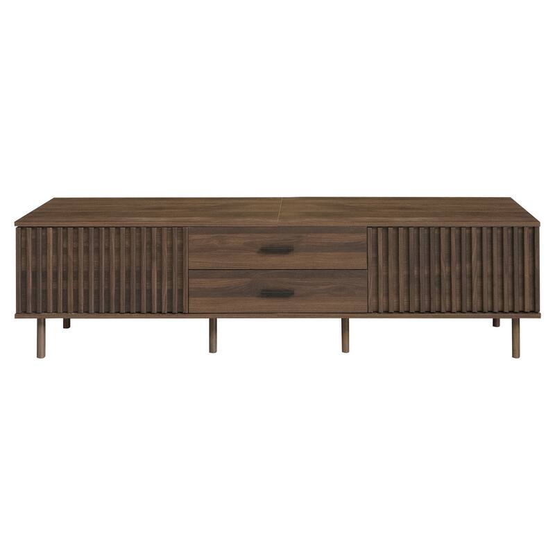 70inch Modern TV Stand for TVs up to 80 inches for Living Room, Media Entertainment Center with Ample Storage & Solid-Wood Legs