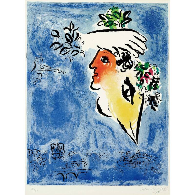On the Cloud by Marc Chagall Giclee Print Oil Painting Cherry Brown Frame Size 12" x 16"