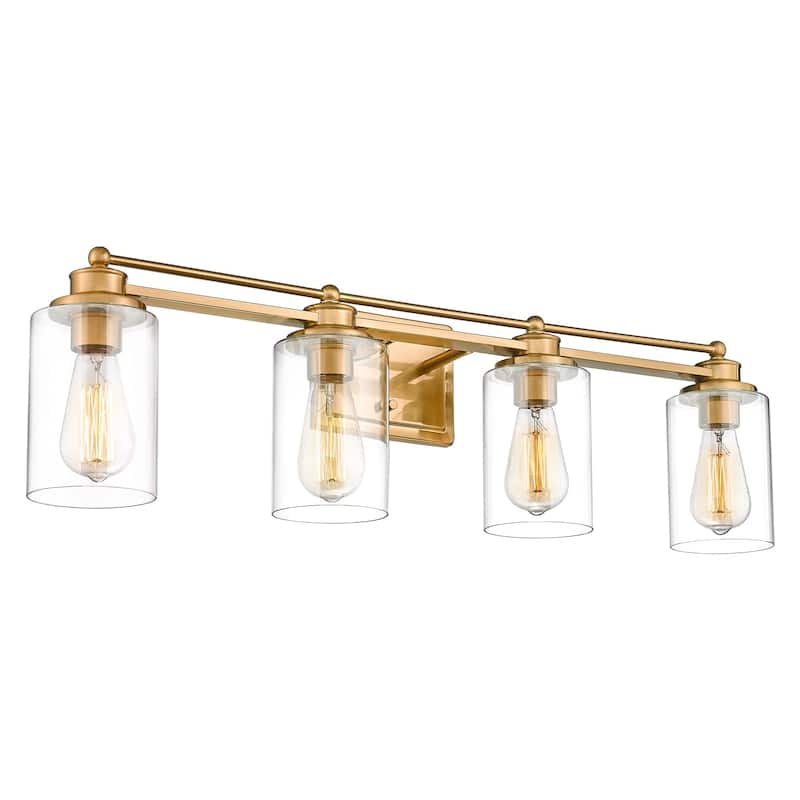 Bathroom Vanity Light,Wall Sconce Lamp Over Mirror with Clear Glass Shade - 4-Light