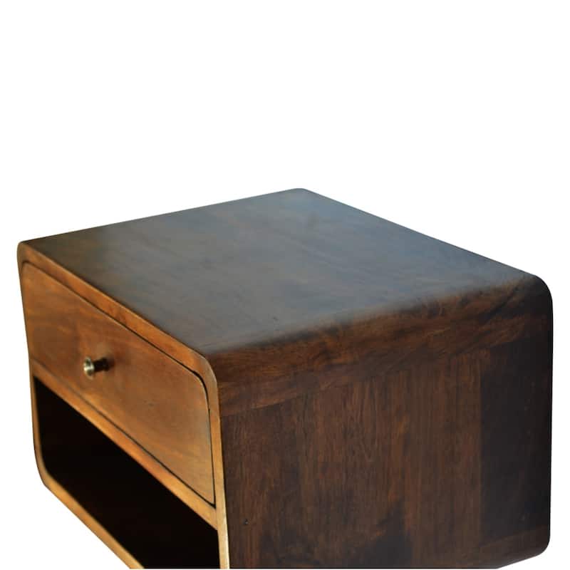 Artisan Furniture Solid Wood Chestnut Curve Floating Nightstand