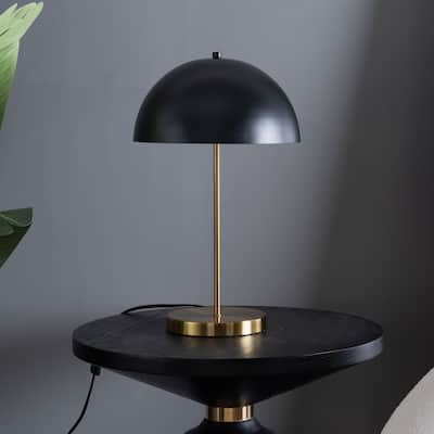 Nadia Black Dome Table Lamp with Gold Base