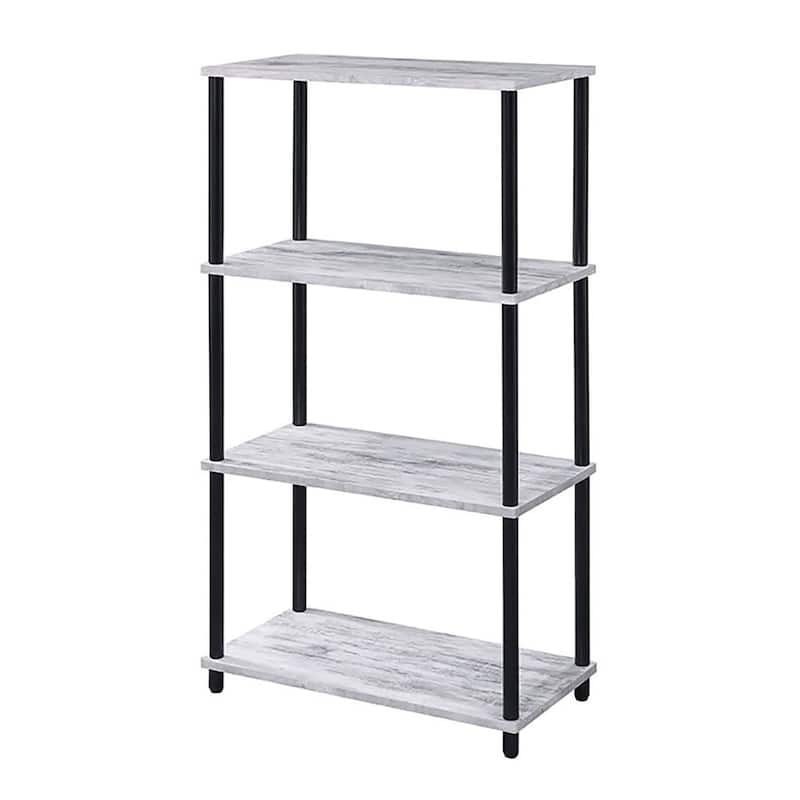 Antique White and Black Bookshelf with 4 Shelf