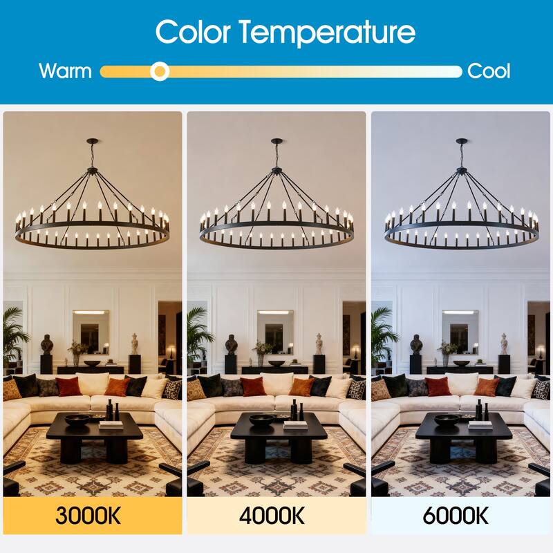 63.8 INCH 36-Light Extra Large Wagon Wheel Chandelier, Black Farmhouse Round Wheel Chandelier Light Fixtures E12