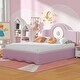 preview thumbnail 12 of 20, Eye-Catching Upholstered Platform Bed with LED Headboard, Wood Bed Frame w/Wood Slats Support, Wave Design at The End of The Bed Pink - Full