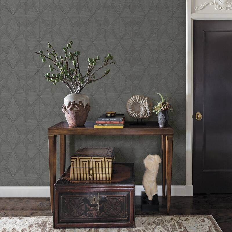 A-Street Prints Intrinsic Dark Grey Geometric Wood Wallpaper