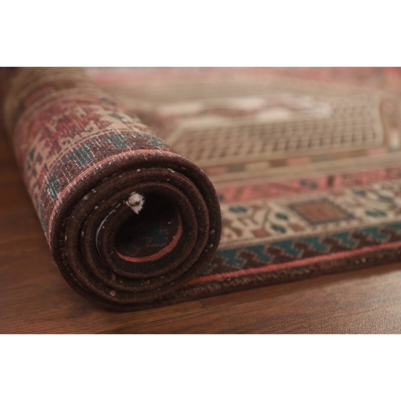 Pink Ardebil Persian Vintage Runner Rug Hand-knotted Wool Carpet - 3'6" x 10'2"