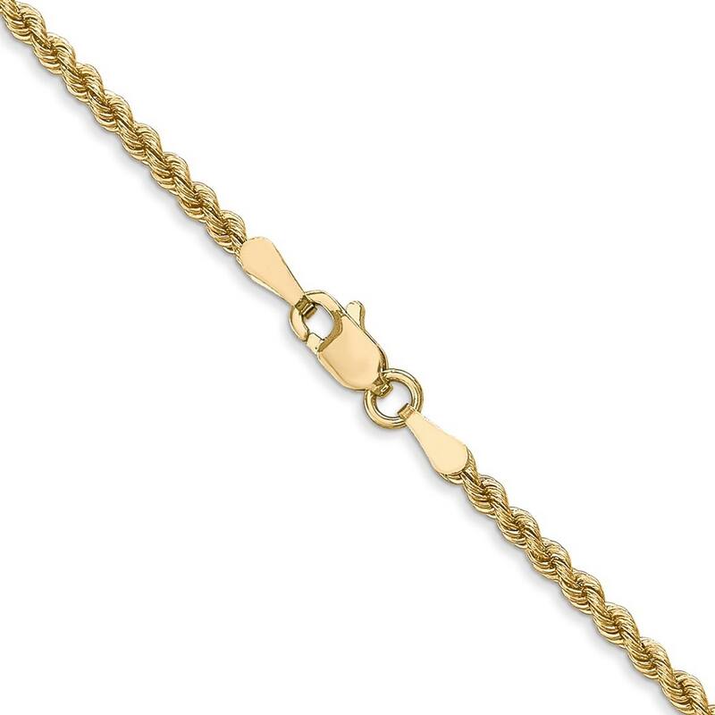 Curata 14k Lobster Claw Closure 2.25mm Handmade Regular Rope Chain Bracelet
