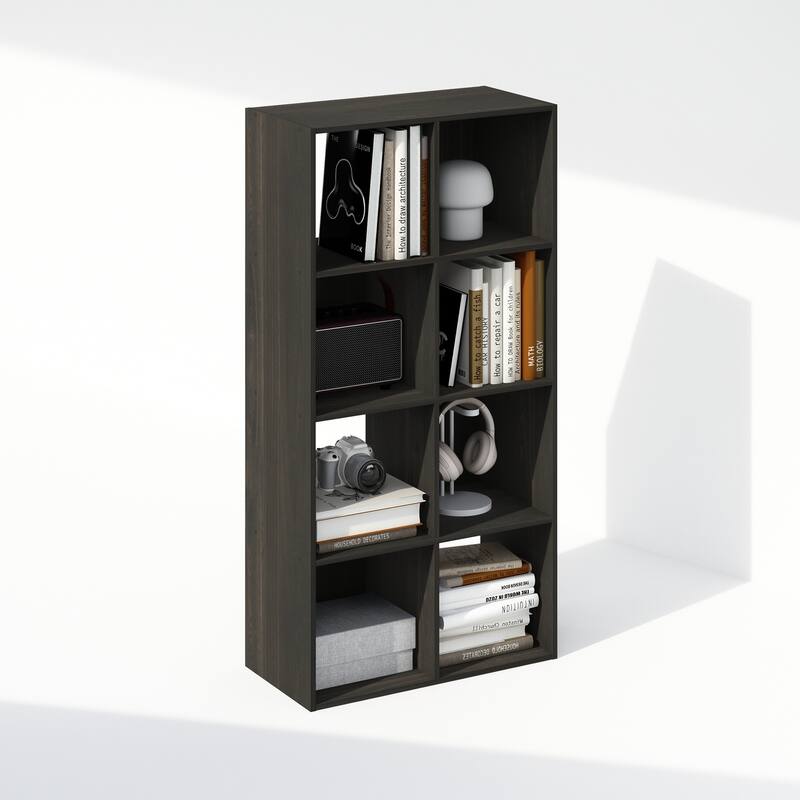 47 in. Tall Espresso Wood 8-Shelf Bookcase