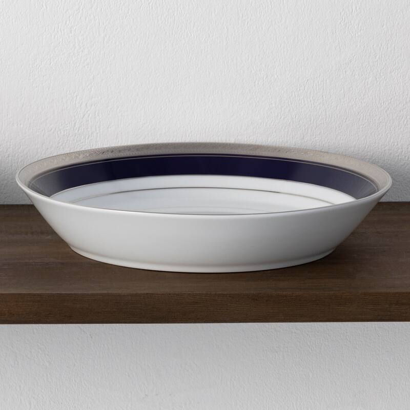 Crestwood Cobalt Platinum Set of 4 Coupe Dinner Bowls, 9-3/4", 43 oz.