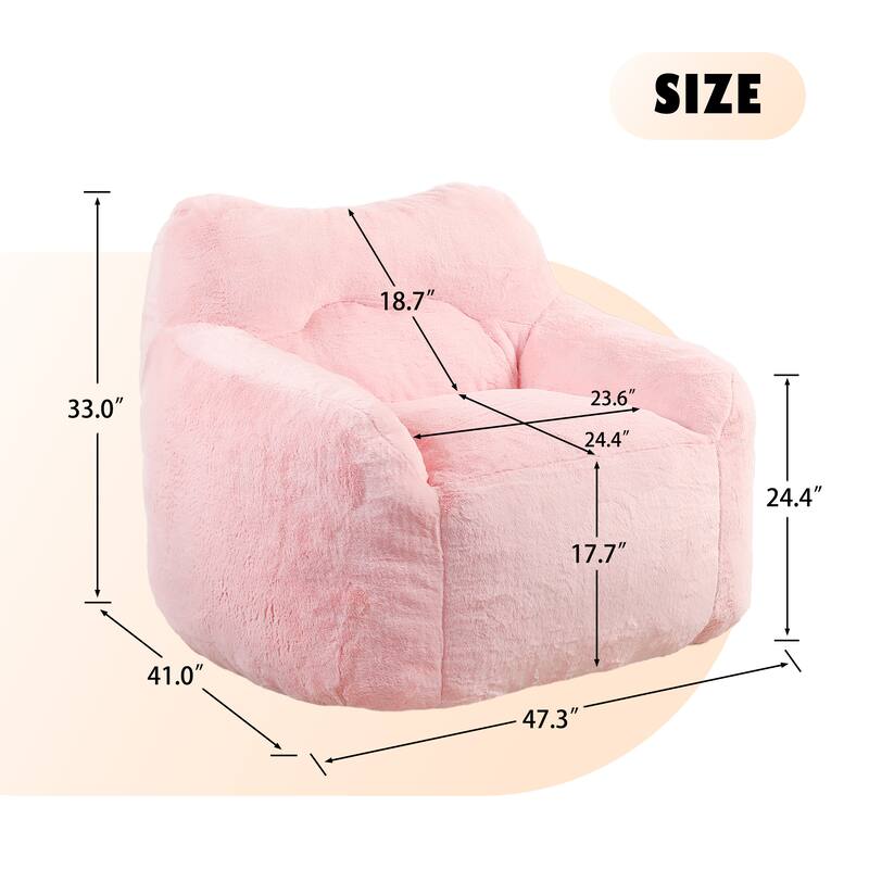 Oversized Memory Foam Bean Bag Chair Lazy Sofa with Armrests and Removable Cover for Living Room Bedroom