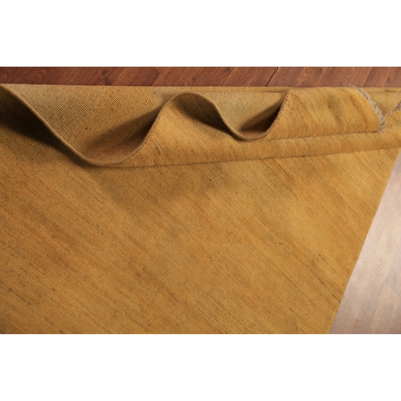 Gold Gabbeh Modern Rug Hand-Knotted Wool Carpet - 4'0" x 6'1"