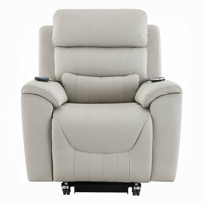 Arshie Power Lift Recliner Chair, Heating n Massage, Gray Faux Leather