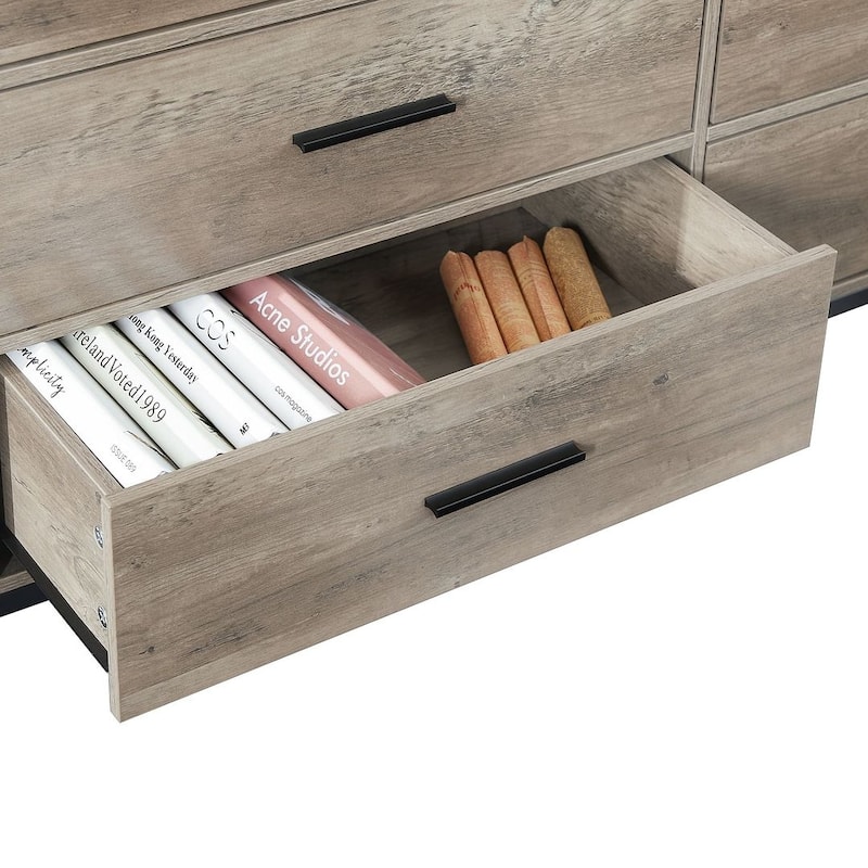 48.58" Modern Rustic Grey Wood Dresser Chest With Drawers